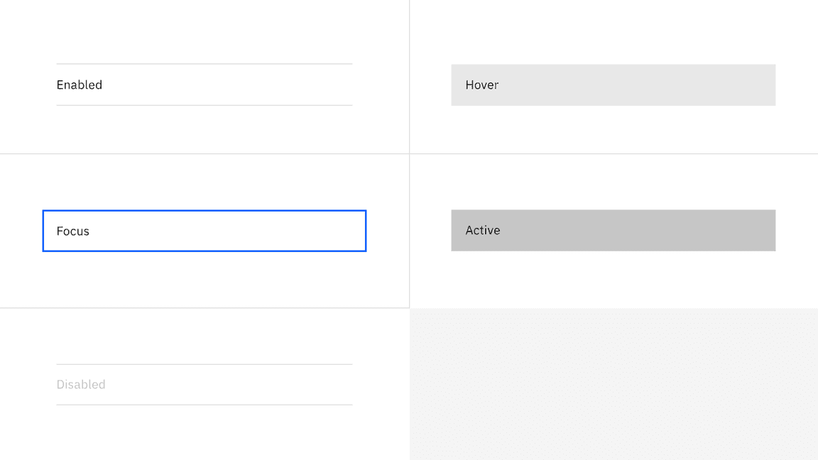 Interactive states for contained list item rows