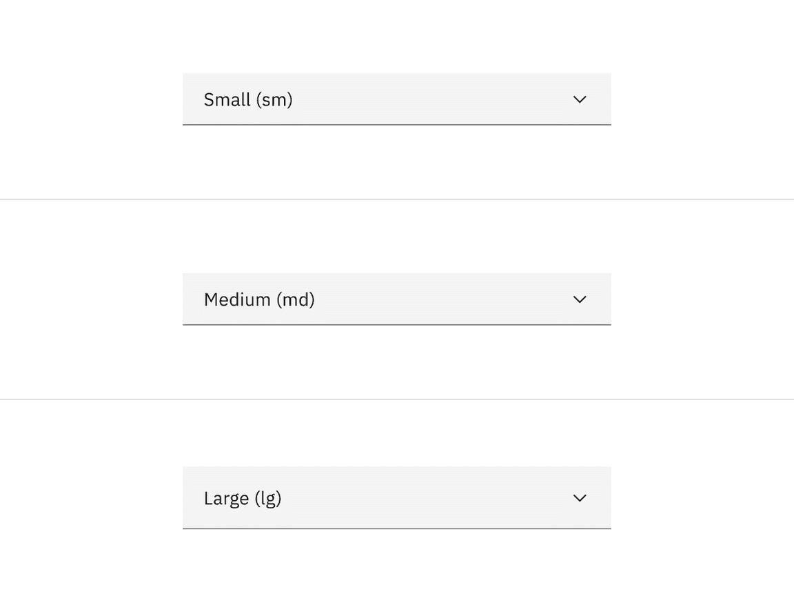 Dropdown sizes in the default style