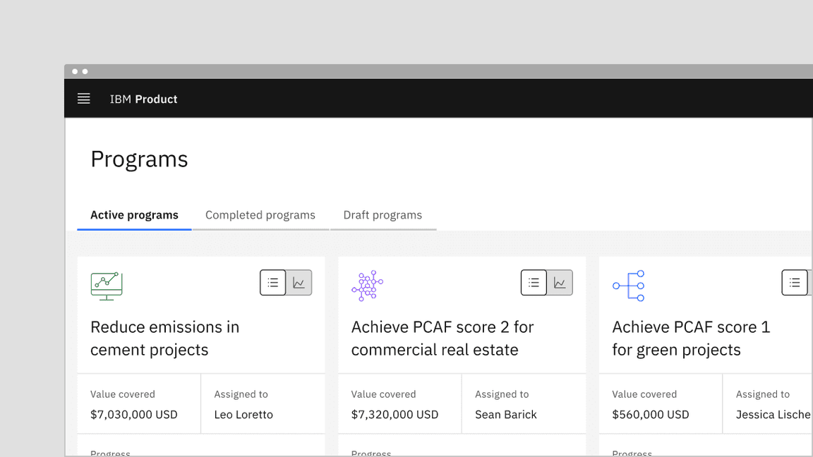 Example of a low contrast content switcher in a UI
