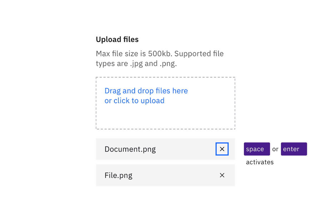 File uploader with two files attached