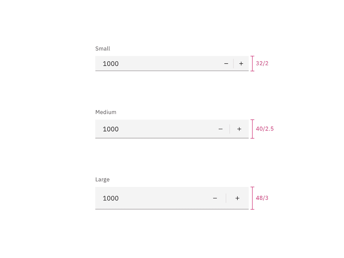 Sizes for number input