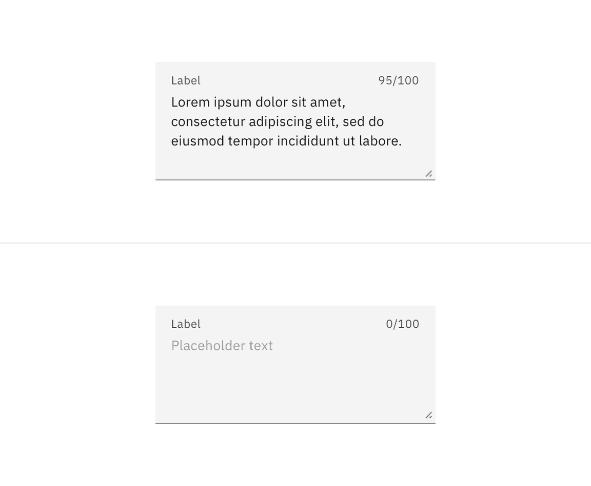 Example of an enabled text area in the fluid style